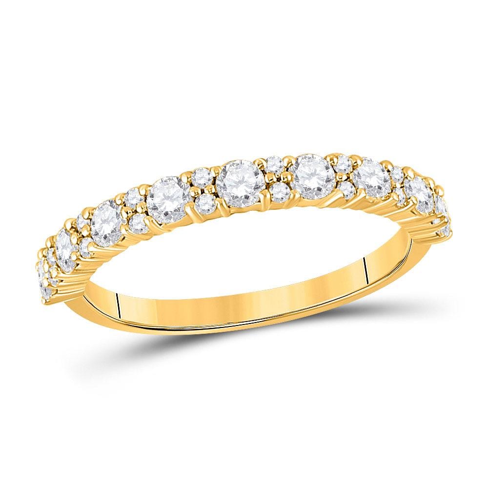 10kt Yellow Gold Womens Round Diamond Single Row Band Ring 3/4 Cttw
