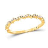 10kt Yellow Gold Womens Round Diamond Scalloped Stackable Band Ring 1/8 Cttw