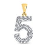 10kt Yellow Gold Mens Round Diamond Number 5 Charm Pendant 1/2 Cttw