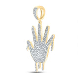 10kt Yellow Gold Mens Round Diamond Dripping Hand Charm Pendant 3/4 Cttw
