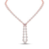 14kt Rose Gold Womens Round Diamond Luxury Flower Cluster Necklace 16 Cttw