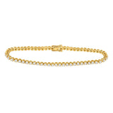 10kt Yellow Gold Womens Round Diamond Studded Tennis Bracelet 2 Cttw