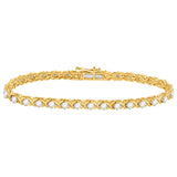 14kt Yellow Gold Womens Round Diamond Tennis Bracelet 3 Cttw