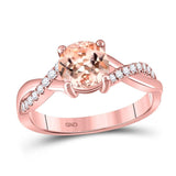 10kt Rose Gold Womens Round Morganite Solitaire Ring 1-1/3 Cttw
