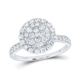 14kt White Gold Womens Round Diamond Halo Cluster Ring 1 Cttw