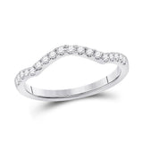 10kt White Gold Womens Round Diamond Wedding Curved Enhancer Band 1/5 Cttw