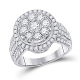 14kt White Gold Womens Round Diamond Right Hand Halo Cluster Ring 1-1/2 Cttw