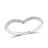 10kt White Gold Womens Round Diamond Chevron Stackable Band Ring 1/5 Cttw