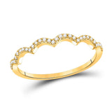 10kt Yellow Gold Womens Round Diamond Scalloped Stackable Band Ring 1/10 Cttw