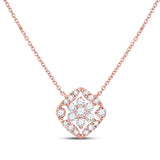 14kt Rose Gold Womens Round Diamond Floral Cluster Necklace 1/3 Cttw