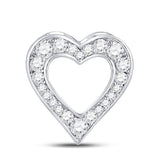 10kt White Gold Womens Round Diamond Outline Heart Pendant 1/5 Cttw