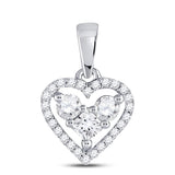 10kt White Gold Womens Princess Diamond Fashion Heart Pendant 1/3 Cttw