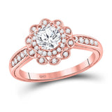 14kt Rose Gold Round Diamond Solitaire Bridal Wedding Engagement Ring 1 Cttw