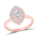 14kt Rose Gold Marquise Diamond Halo Bridal Wedding Engagement Ring 3/4 Cttw
