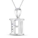 10kt White Gold Womens Round Diamond H Initial Letter Pendant 1/20 Cttw