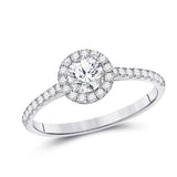 14kt White Gold Round Diamond Halo Bridal Wedding Engagement Ring 3/4 Cttw