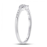 10kt White Gold Womens Round Diamond Knot Stackable Band Ring 1/5 Cttw