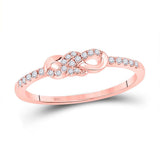 10kt Rose Gold Womens Round Diamond Knot Stackable Band Ring 1/6 Cttw