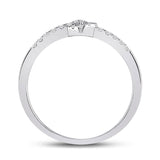 10kt White Gold Womens Round Diamond Heart Stackable Band Ring 1/8 Cttw