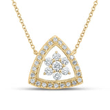 14kt Yellow Gold Womens Round Diamond Cluster Triangle Necklace 1/3 Cttw