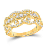 14kt Yellow Gold Womens Round Diamond Rounded Edge Band Ring 1 Cttw
