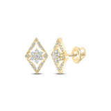 14kt Yellow Gold Womens Round Diamond Geometric Cluster Earrings 3/8 Cttw