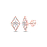 14kt Rose Gold Womens Round Diamond Geometric Cluster Earrings 3/8 Cttw