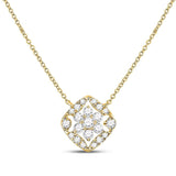 14kt Yellow Gold Womens Round Diamond Floral Cluster Necklace 1/3 Cttw