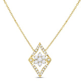14kt Yellow Gold Womens Round Diamond Geometric Cluster Necklace 1/3 Cttw