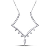 14kt White Gold Womens Round Diamond Fashion Necklace 1/4 Cttw