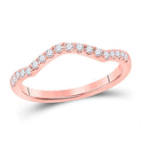 10kt Rose Gold Womens Round Diamond Wedding Curved Enhancer Band 1/5 Cttw