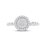 10kt White Gold Womens Baguette Diamond Circle Cluster Ring 1/4 Cttw