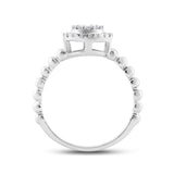 10kt White Gold Womens Baguette Diamond Circle Cluster Ring 1/4 Cttw