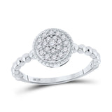 10kt White Gold Womens Round Diamond Beaded Circle Cluster Ring 3/8 Cttw