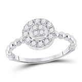 10kt White Gold Womens Round Diamond Circle Cluster Ring 1/3 Cttw