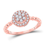 10kt Rose Gold Womens Round Diamond Cluster Ring 1/3 Cttw