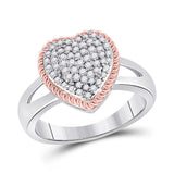 10kt Two-tone Gold Womens Round Diamond Rope Heart Ring 1/3 Cttw