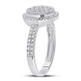10kt White Gold Womens Round Diamond Cluster Ring 1/2 Cttw