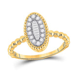 10kt Yellow Gold Womens Baguette Diamond Oval Cluster Ring 1/4 Cttw
