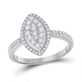 10kt White Gold Womens Round Diamond Oval Cluster Ring 5/8 Cttw