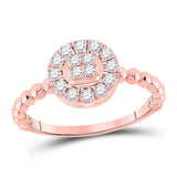 10kt Rose Gold Womens Round Diamond Circle Cluster Ring 1/3 Cttw