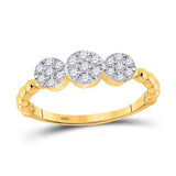 10kt Yellow Gold Womens Round Diamond Triple Flower Cluster Ring 1/3 Cttw