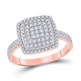 10kt Rose Gold Womens Round Diamond Square Ring 5/8 Cttw