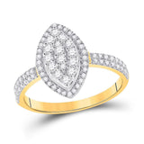 10kt Yellow Gold Womens Round Diamond Marquise-shape Cluster Ring 5/8 Cttw