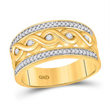 10kt Yellow Gold Womens Round Diamond Twist Scroll Band Ring 1/4 Cttw