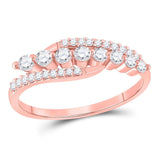 10kt Rose Gold Womens Round Diamond Triple Row Band Ring 1/3 Cttw