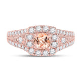 10kt Rose Gold Womens Round Morganite Solitaire Bridal Wedding Engagement Ring 1-1/5 Cttw