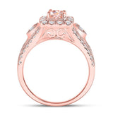 10kt Rose Gold Womens Round Morganite Solitaire Bridal Wedding Engagement Ring 1-1/5 Cttw