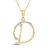 10kt Yellow Gold Womens Round Diamond D Initial Letter Pendant 1/12 Cttw