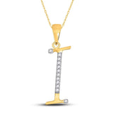 10kt Yellow Gold Womens Round Diamond I Initial Letter Pendant 1/12 Cttw